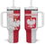 Custom Poland Football Tumbler With Handle White-Reds Floral Polish Pattern - Wonder Print Shop