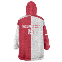 Custom Poland Football Wearable Blanket Hoodie White-Reds Floral Polish Pattern - Wonder Print Shop