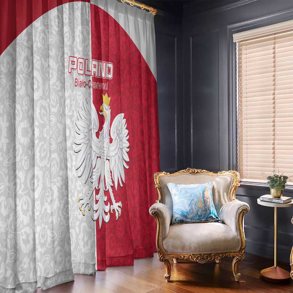 Poland Football Window Curtain White-Reds Floral Polish Pattern - Wonder Print Shop