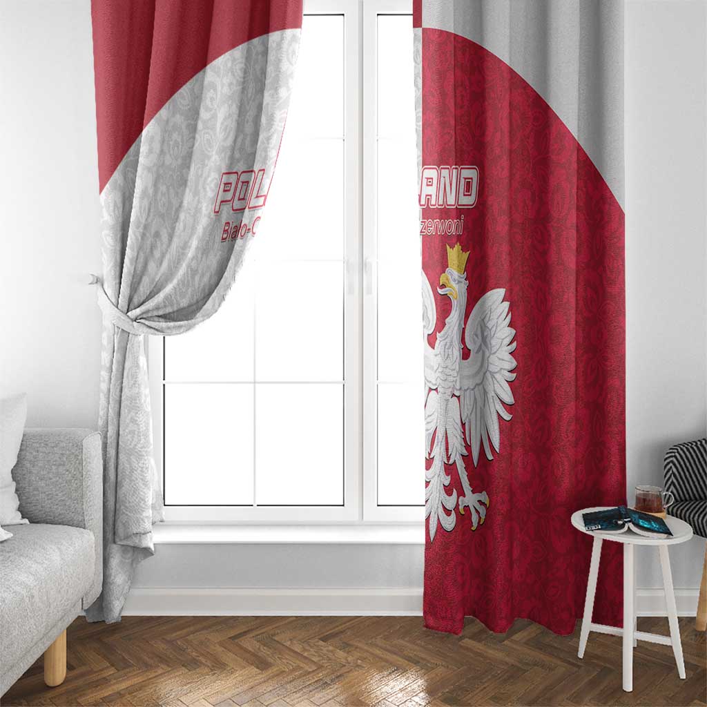 Poland Football Window Curtain White-Reds Floral Polish Pattern - Wonder Print Shop