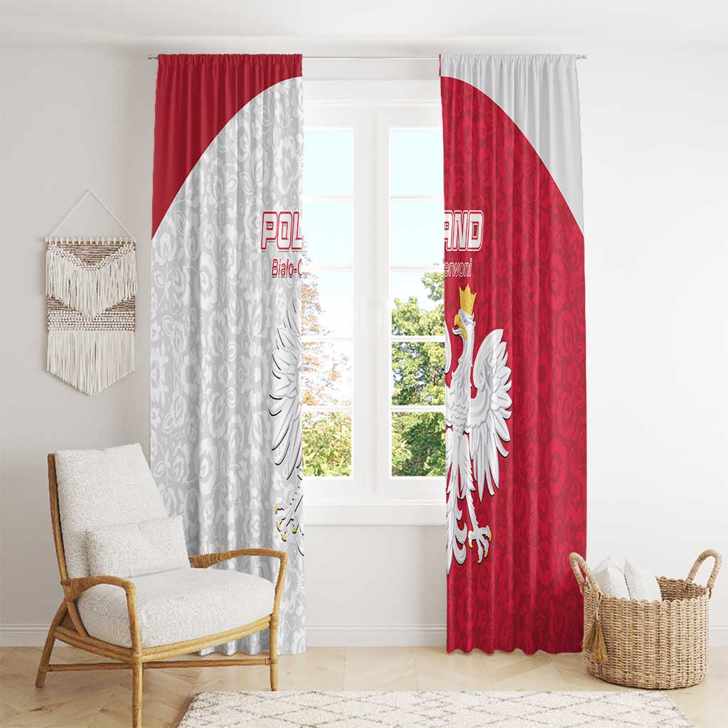 Poland Football Window Curtain White-Reds Floral Polish Pattern - Wonder Print Shop