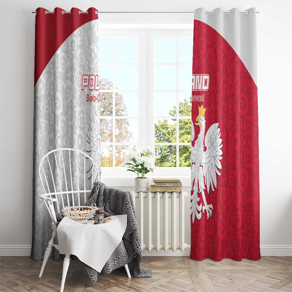 Poland Football Window Curtain White-Reds Floral Polish Pattern - Wonder Print Shop