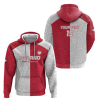 Custom Poland Football Zip Hoodie White-Reds Floral Polish Pattern - Wonder Print Shop