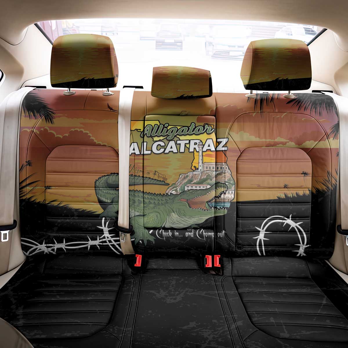 Alligator Alcatraz Back Car Seat Cover Prison Florida Everglades - Wonder Print Shop