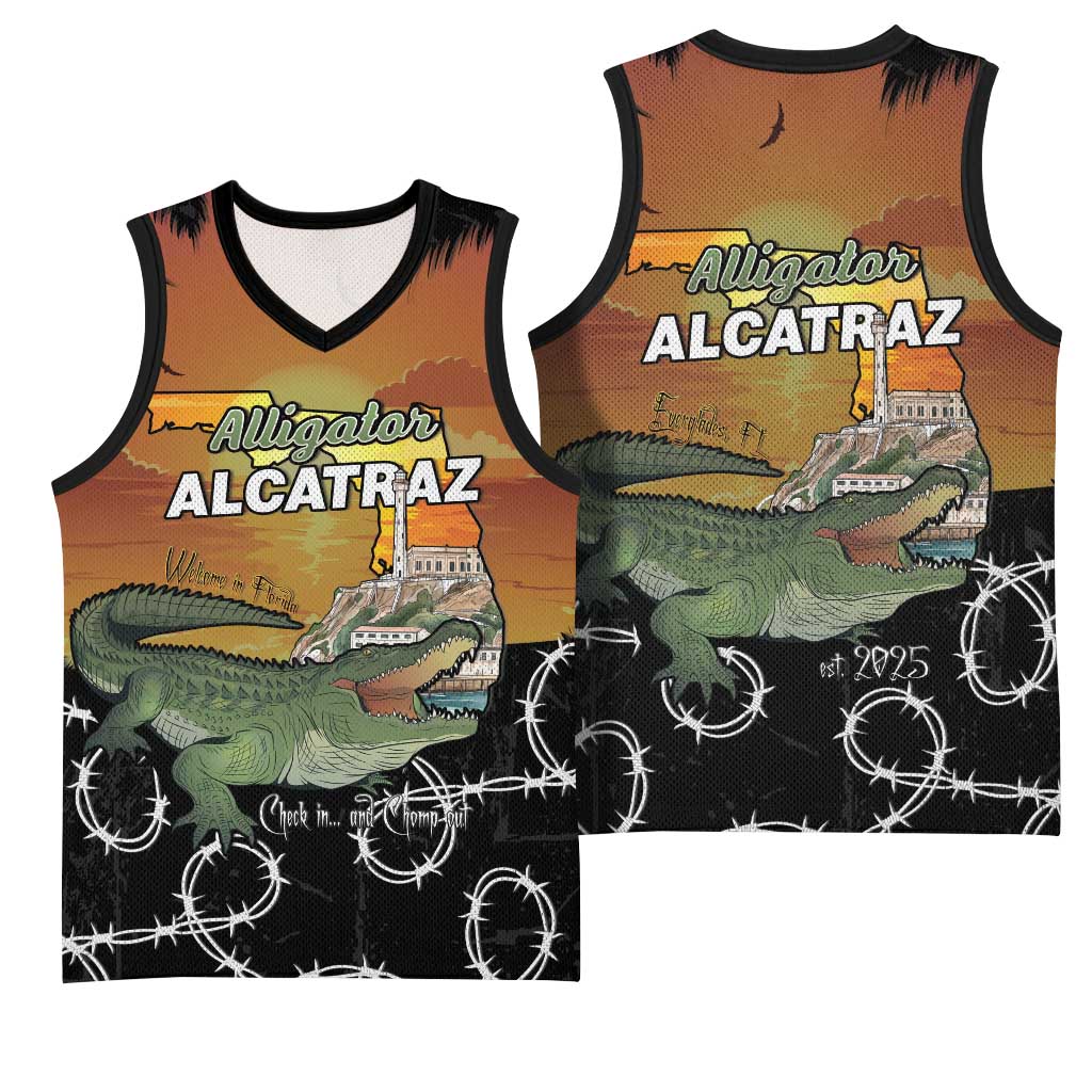 Alligator Alcatraz Basketball Jersey Prison Florida Everglades - Wonder Print Shop
