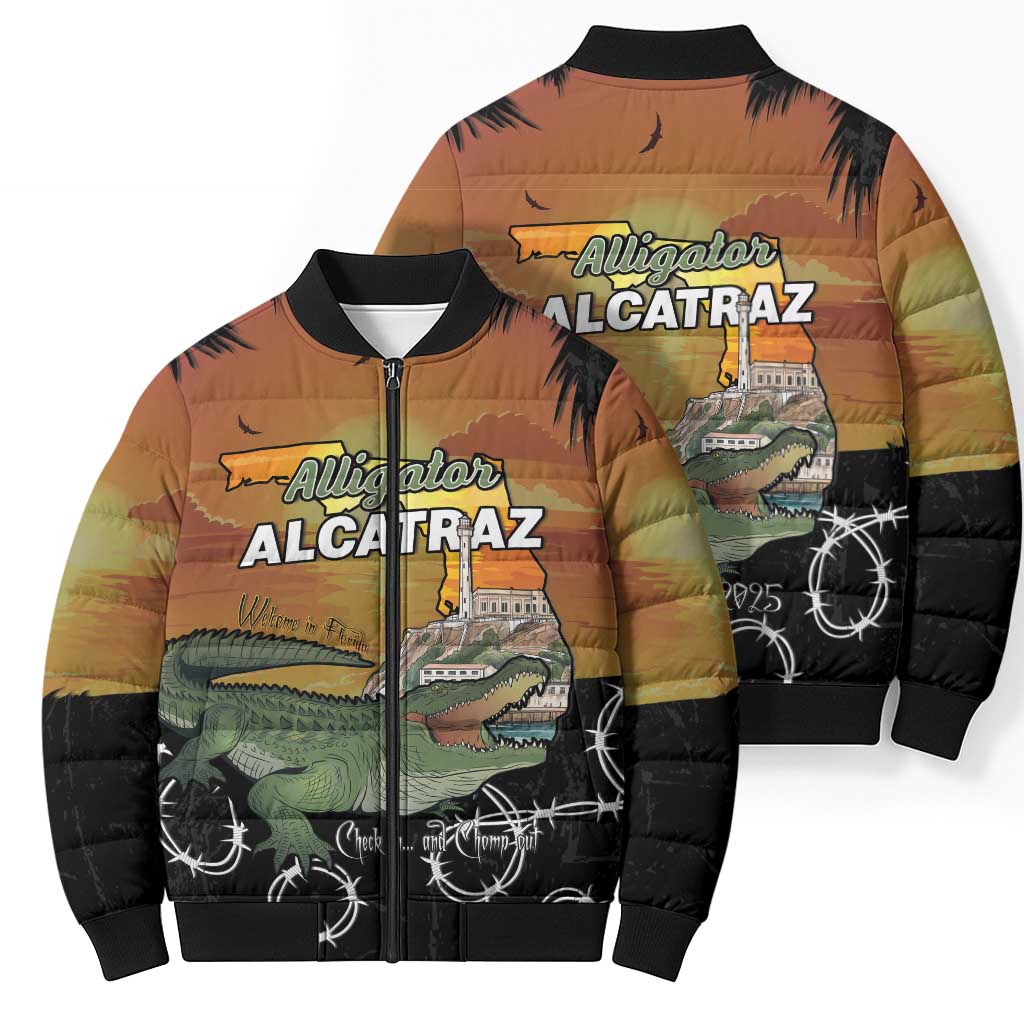 Alligator Alcatraz Bomber Puffer Jacket Prison Florida Everglades - Wonder Print Shop