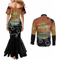Alligator Alcatraz Couples Matching Mermaid Dress and Long Sleeve Button Shirt Prison Florida Everglades - Wonder Print Shop