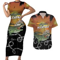 Alligator Alcatraz Couples Matching Short Sleeve Bodycon Dress and Hawaiian Shirt Prison Florida Everglades - Wonder Print Shop