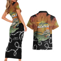 Alligator Alcatraz Couples Matching Short Sleeve Bodycon Dress and Hawaiian Shirt Prison Florida Everglades - Wonder Print Shop