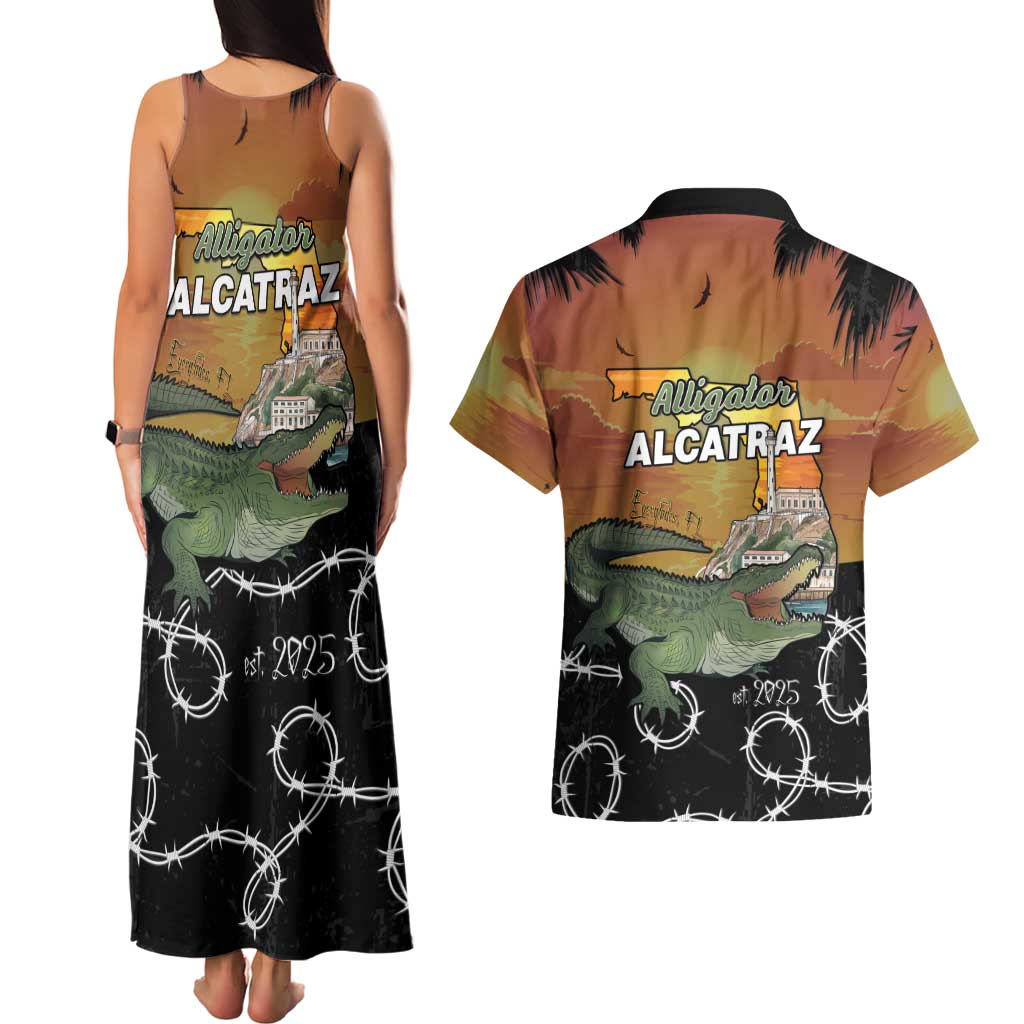Alligator Alcatraz Couples Matching Tank Maxi Dress and Hawaiian Shirt Prison Florida Everglades - Wonder Print Shop