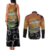 Alligator Alcatraz Couples Matching Tank Maxi Dress and Long Sleeve Button Shirt Prison Florida Everglades - Wonder Print Shop