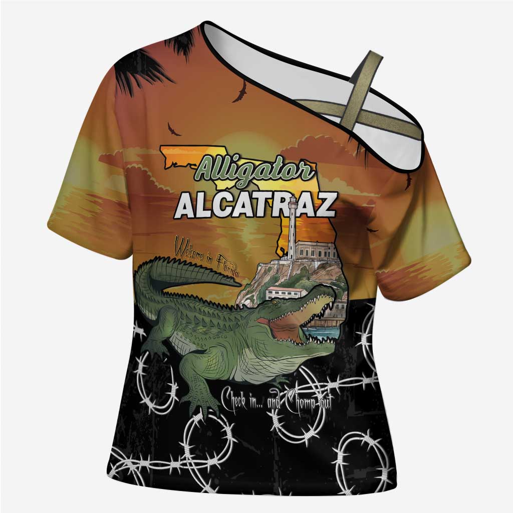 Alligator Alcatraz Cross Shoulder Shirt Prison Florida Everglades - Wonder Print Shop