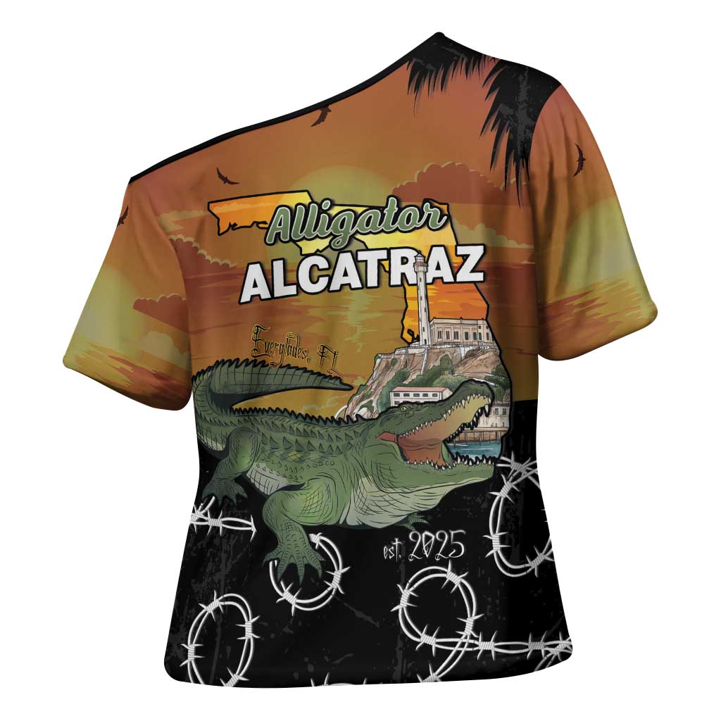 Alligator Alcatraz Cross Shoulder Shirt Prison Florida Everglades - Wonder Print Shop