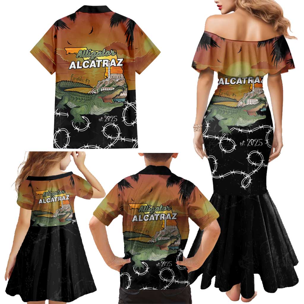 Alligator Alcatraz Family Matching Mermaid Dress and Hawaiian Shirt Prison Florida Everglades - Wonder Print Shop