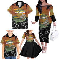 Alligator Alcatraz Family Matching Off The Shoulder Long Sleeve Dress and Hawaiian Shirt Prison Florida Everglades - Wonder Print Shop