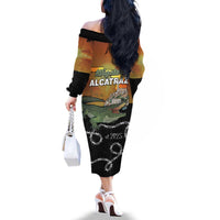 Alligator Alcatraz Family Matching Off The Shoulder Long Sleeve Dress and Hawaiian Shirt Prison Florida Everglades - Wonder Print Shop