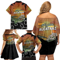 Alligator Alcatraz Family Matching Off Shoulder Short Dress and Hawaiian Shirt Prison Florida Everglades - Wonder Print Shop