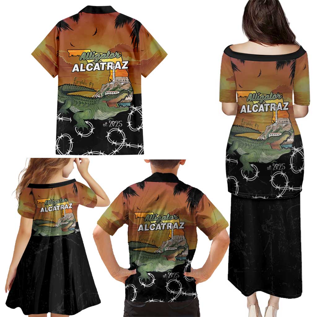 Alligator Alcatraz Family Matching Puletasi and Hawaiian Shirt Prison Florida Everglades - Wonder Print Shop