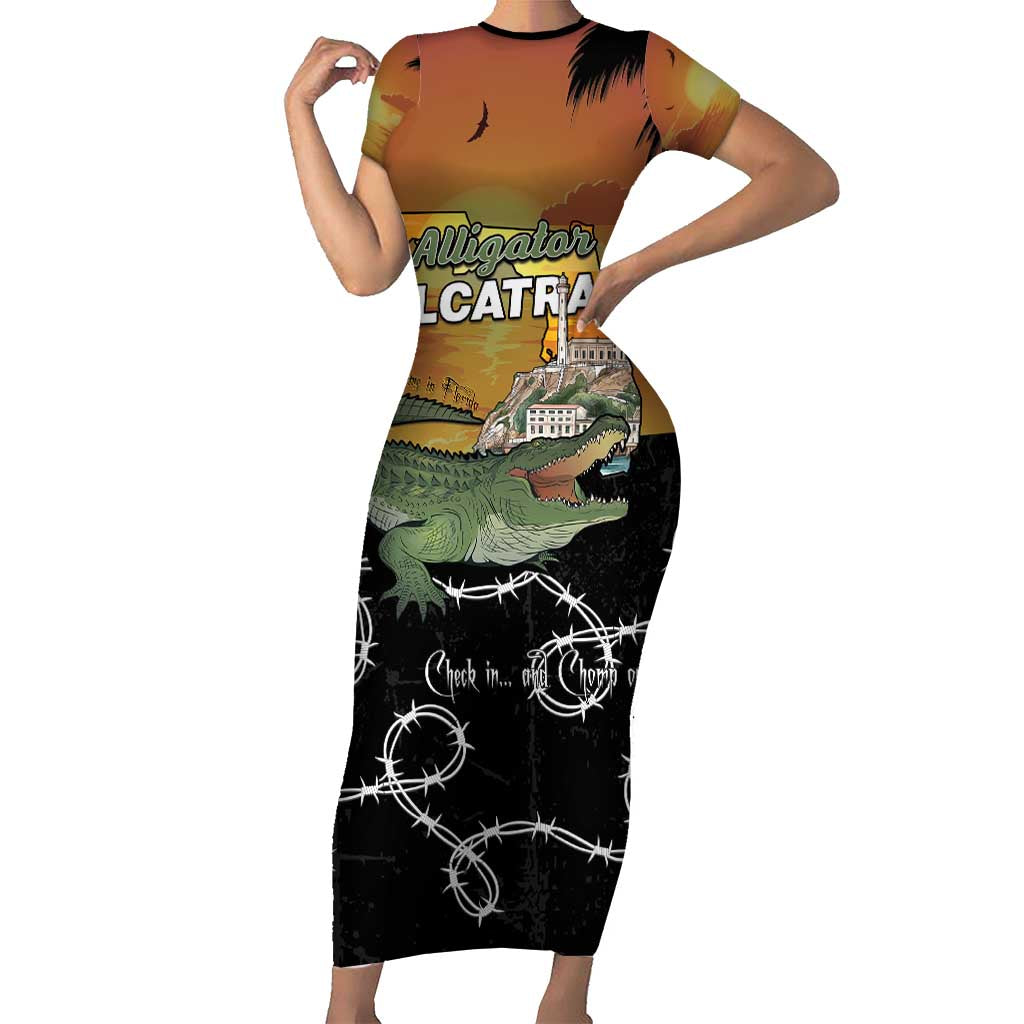 Alligator Alcatraz Family Matching Short Sleeve Bodycon Dress and Hawaiian Shirt Prison Florida Everglades - Wonder Print Shop