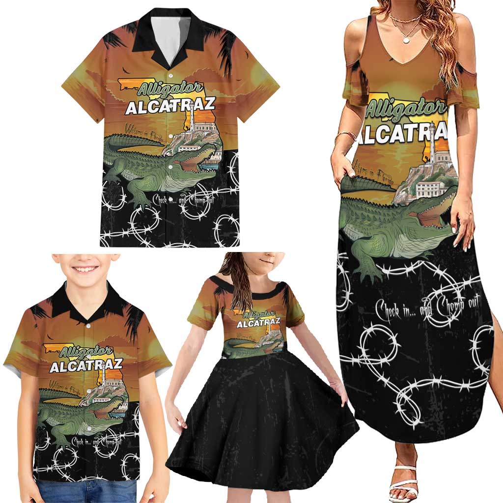 Alligator Alcatraz Family Matching Summer Maxi Dress and Hawaiian Shirt Prison Florida Everglades - Wonder Print Shop
