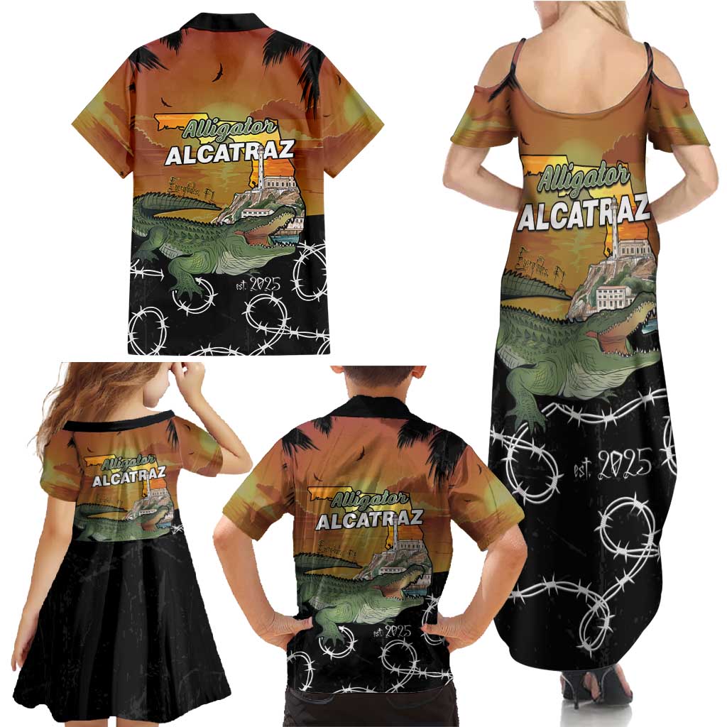 Alligator Alcatraz Family Matching Summer Maxi Dress and Hawaiian Shirt Prison Florida Everglades - Wonder Print Shop