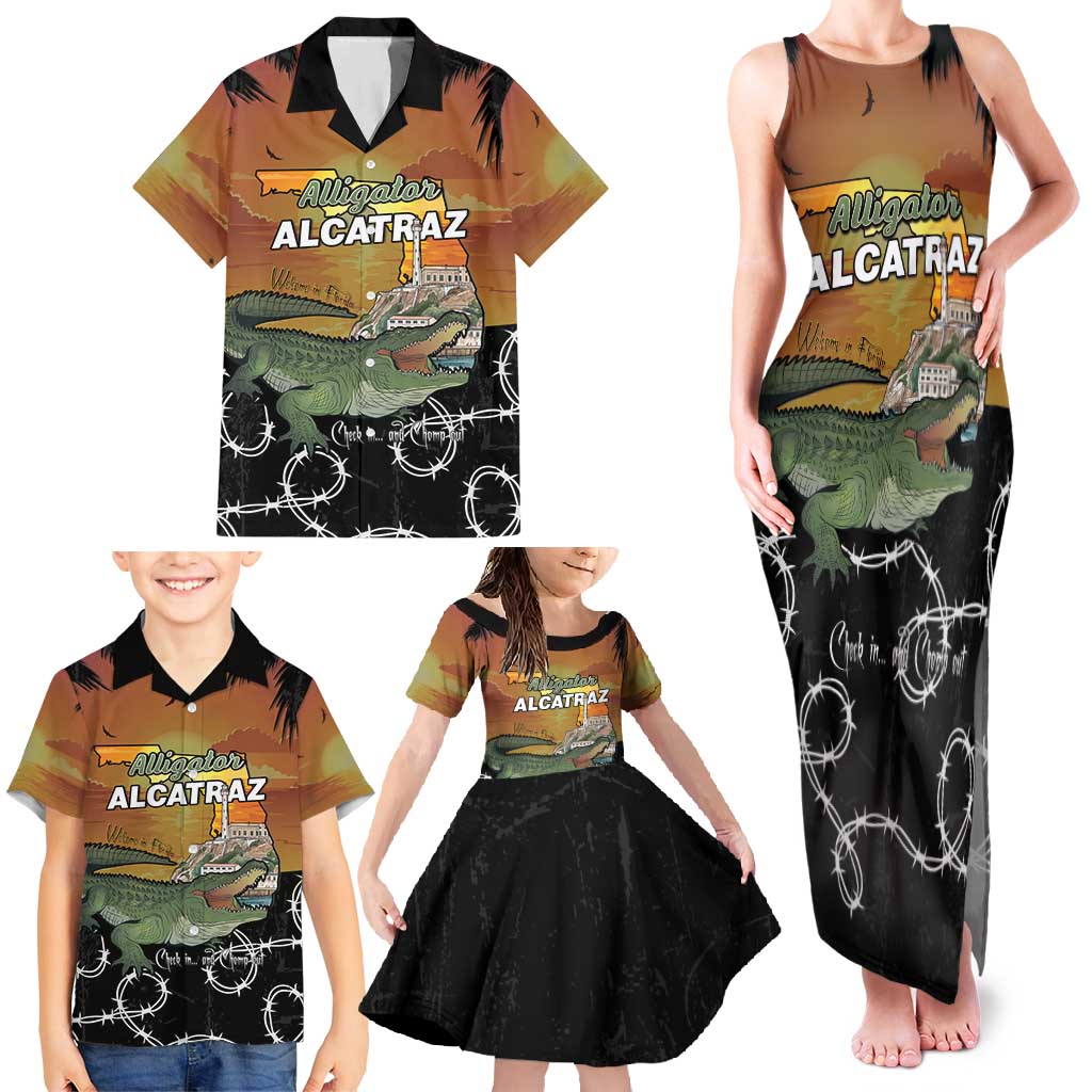 Alligator Alcatraz Family Matching Tank Maxi Dress and Hawaiian Shirt Prison Florida Everglades - Wonder Print Shop
