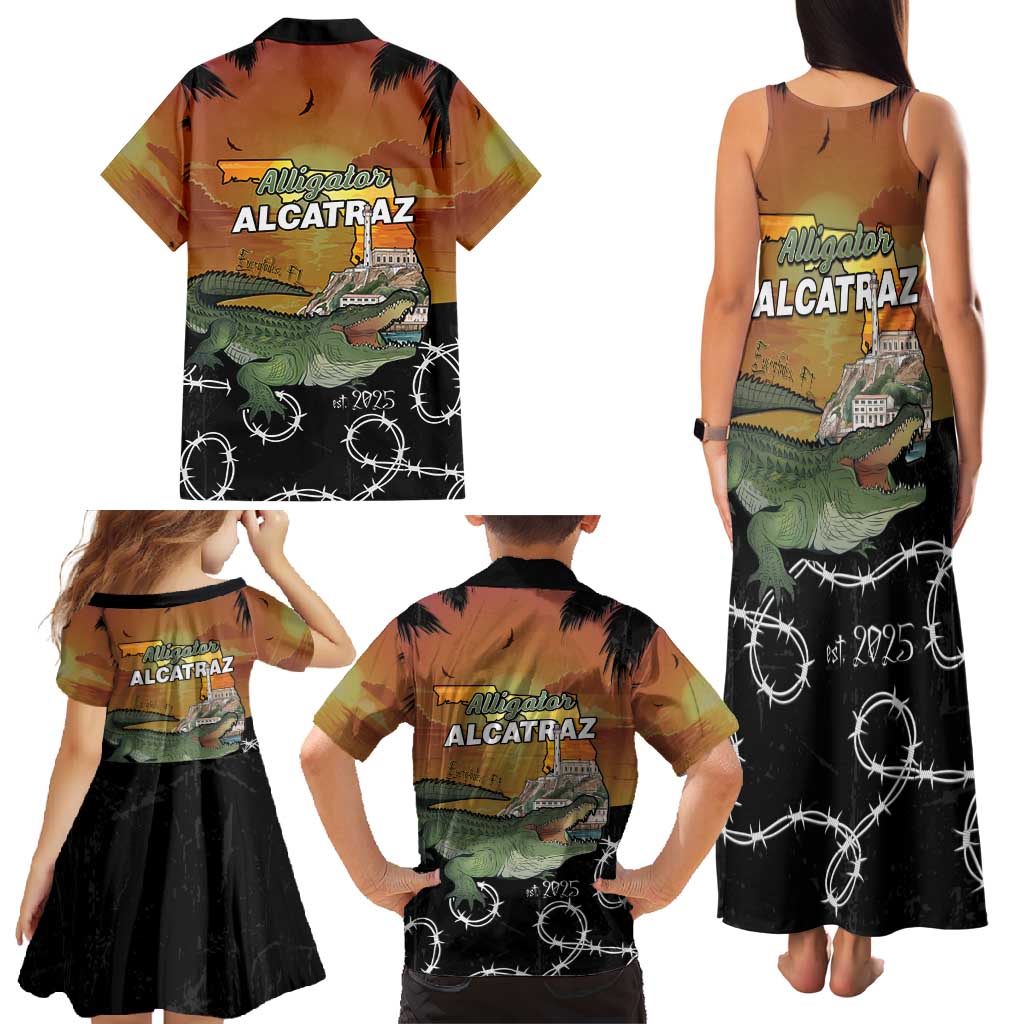Alligator Alcatraz Family Matching Tank Maxi Dress and Hawaiian Shirt Prison Florida Everglades - Wonder Print Shop