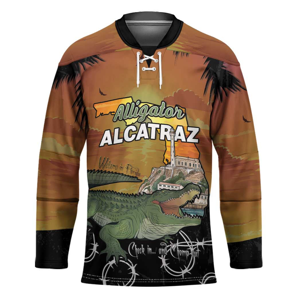 Alligator Alcatraz Hockey Jersey Prison Florida Everglades - Wonder Print Shop