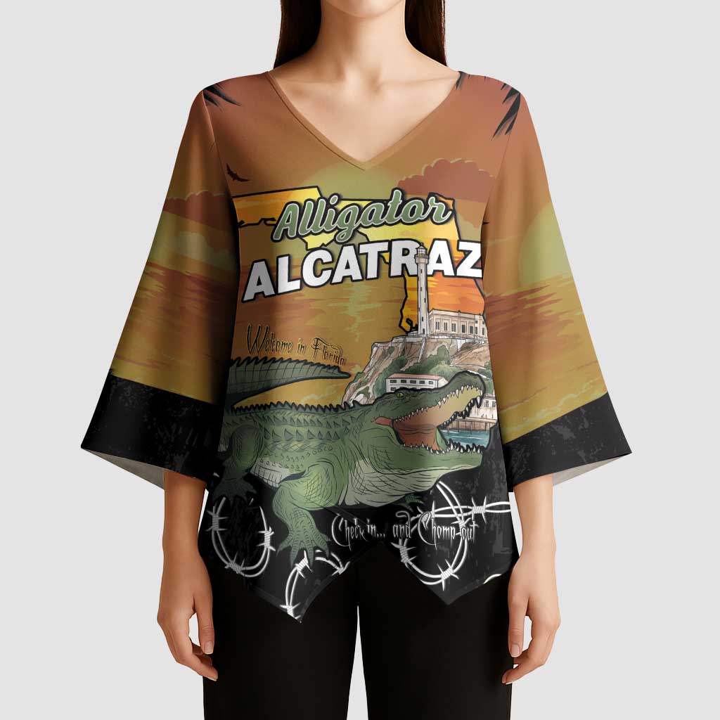 Alligator Alcatraz Kimono Sleeve Blouse Prison Florida Everglades - Wonder Print Shop