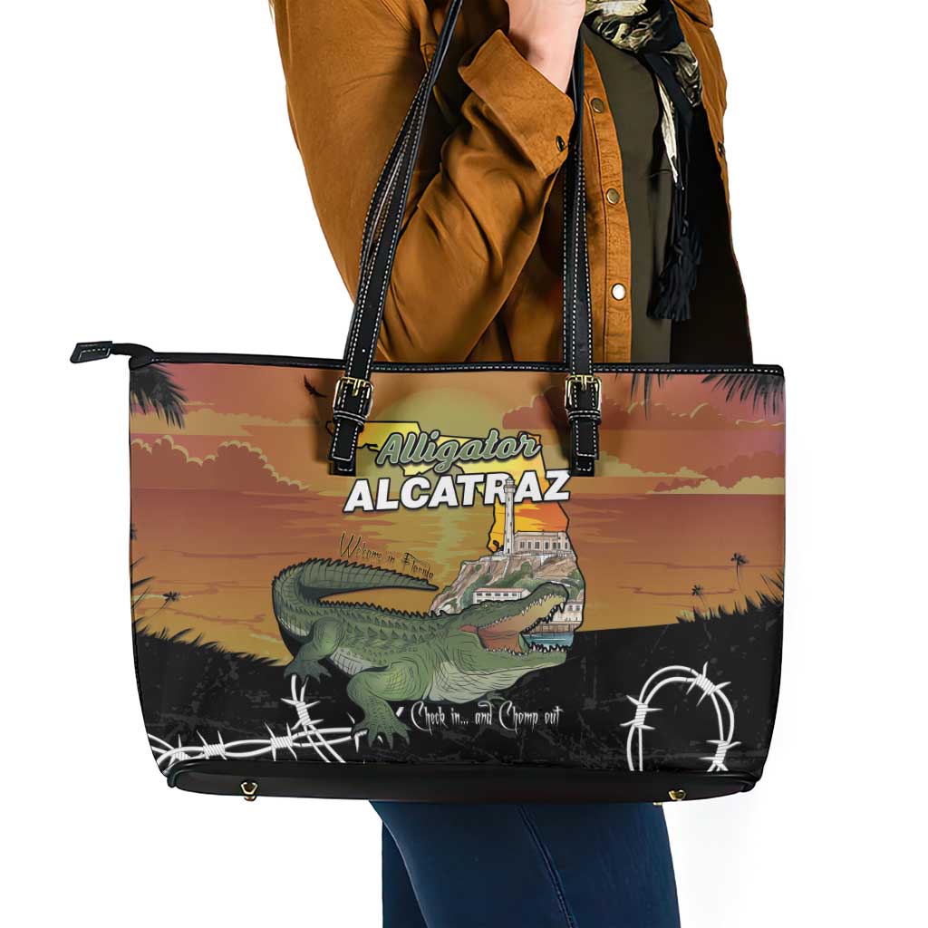 Alligator Alcatraz Leather Tote Bag Prison Florida Everglades - Wonder Print Shop