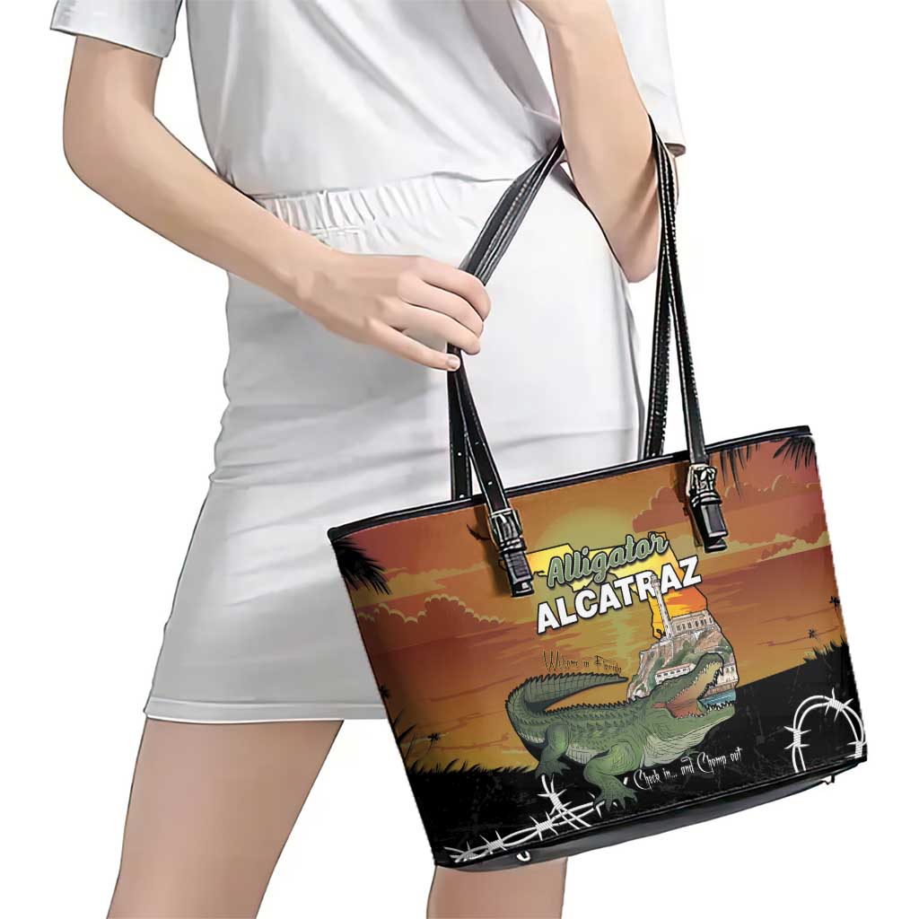 Alligator Alcatraz Leather Tote Bag Prison Florida Everglades - Wonder Print Shop