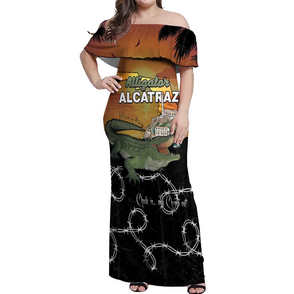 Alligator Alcatraz Off Shoulder Maxi Dress Prison Florida Everglades - Wonder Print Shop