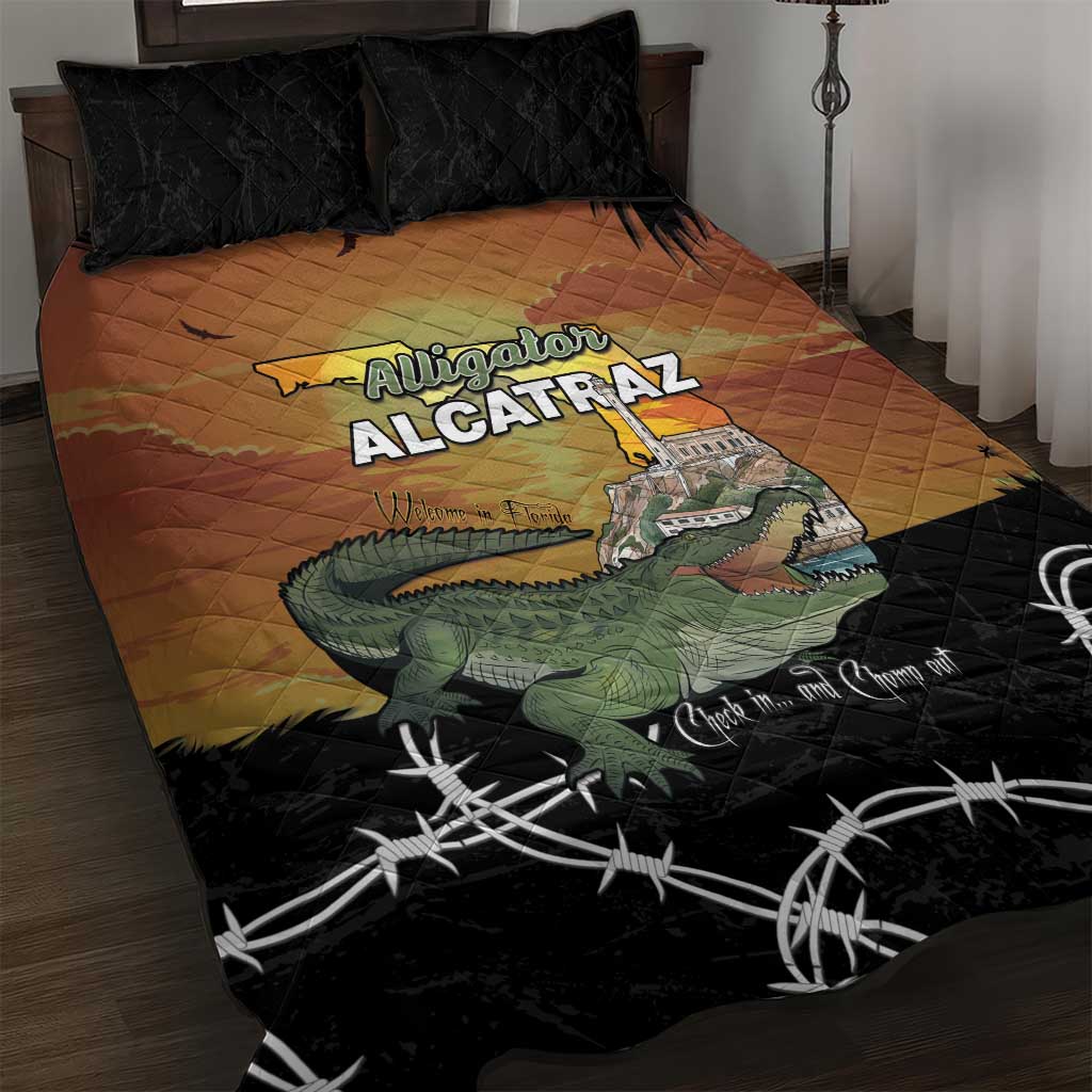 Alligator Alcatraz Quilt Bed Set Prison Florida Everglades - Wonder Print Shop
