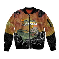 Alligator Alcatraz Sleeve Zip Bomber Jacket Prison Florida Everglades - Wonder Print Shop