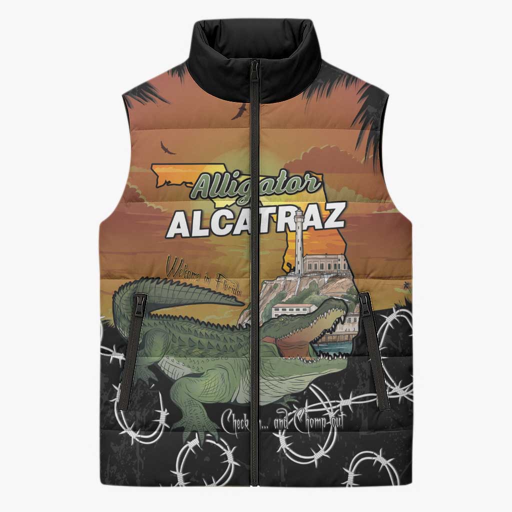 Alligator Alcatraz Sleeveless Puffer Jacket Prison Florida Everglades - Wonder Print Shop
