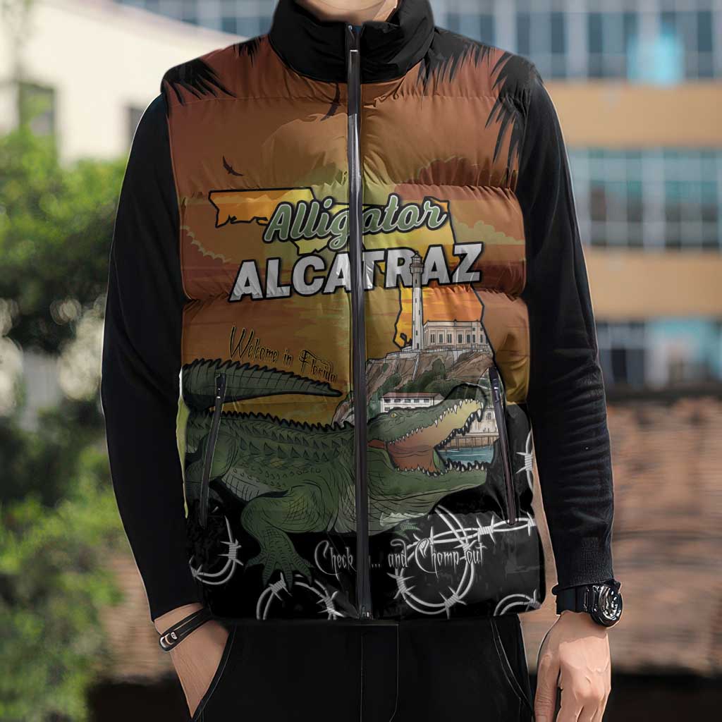 Alligator Alcatraz Sleeveless Puffer Jacket Prison Florida Everglades - Wonder Print Shop