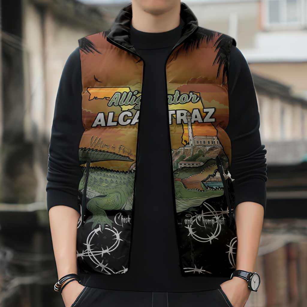 Alligator Alcatraz Sleeveless Puffer Jacket Prison Florida Everglades - Wonder Print Shop