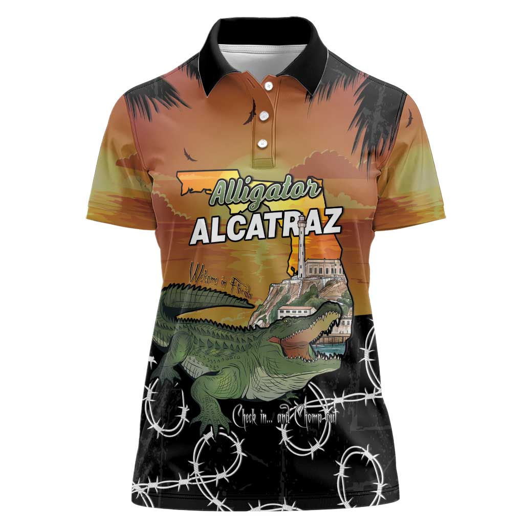 Alligator Alcatraz Women Polo Shirt Prison Florida Everglades - Wonder Print Shop