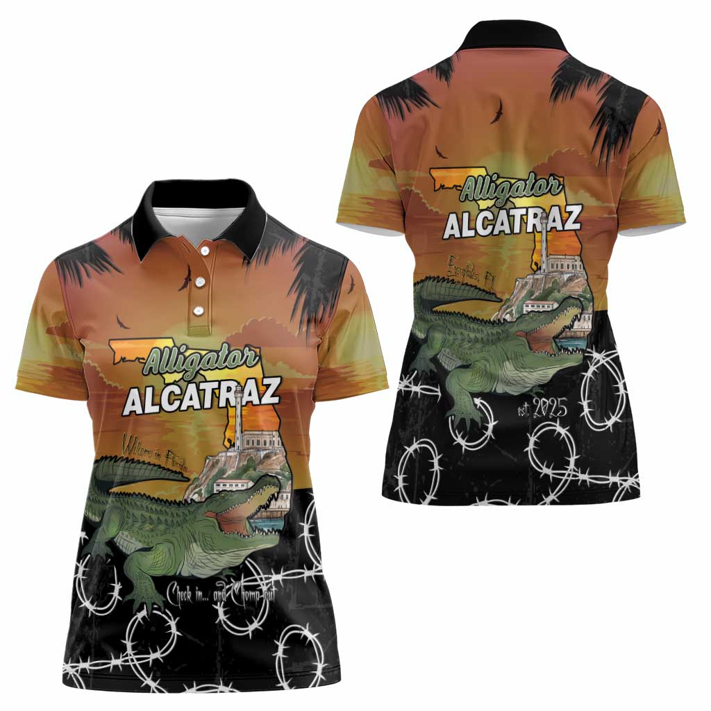 Alligator Alcatraz Women Polo Shirt Prison Florida Everglades - Wonder Print Shop