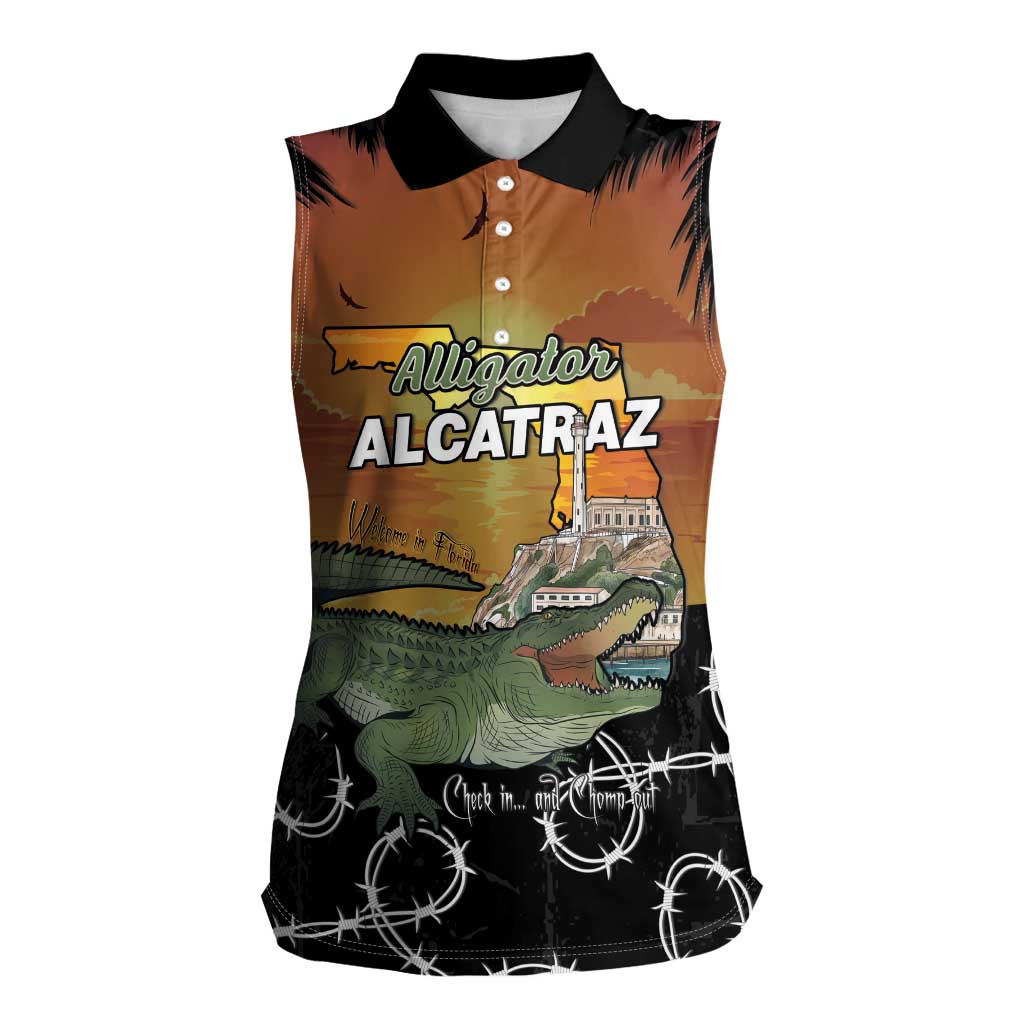 Alligator Alcatraz Women Sleeveless Polo Shirt Prison Florida Everglades - Wonder Print Shop