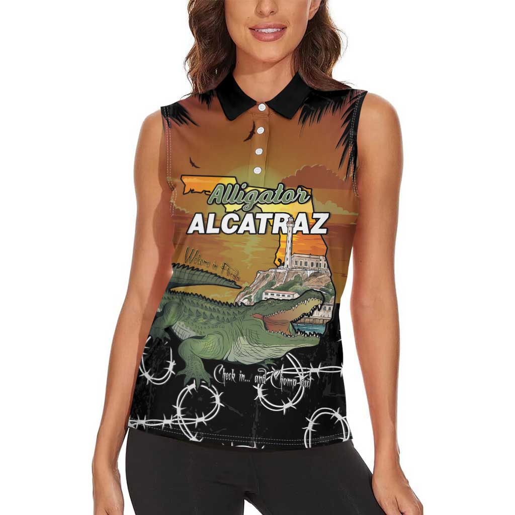 Alligator Alcatraz Women Sleeveless Polo Shirt Prison Florida Everglades - Wonder Print Shop
