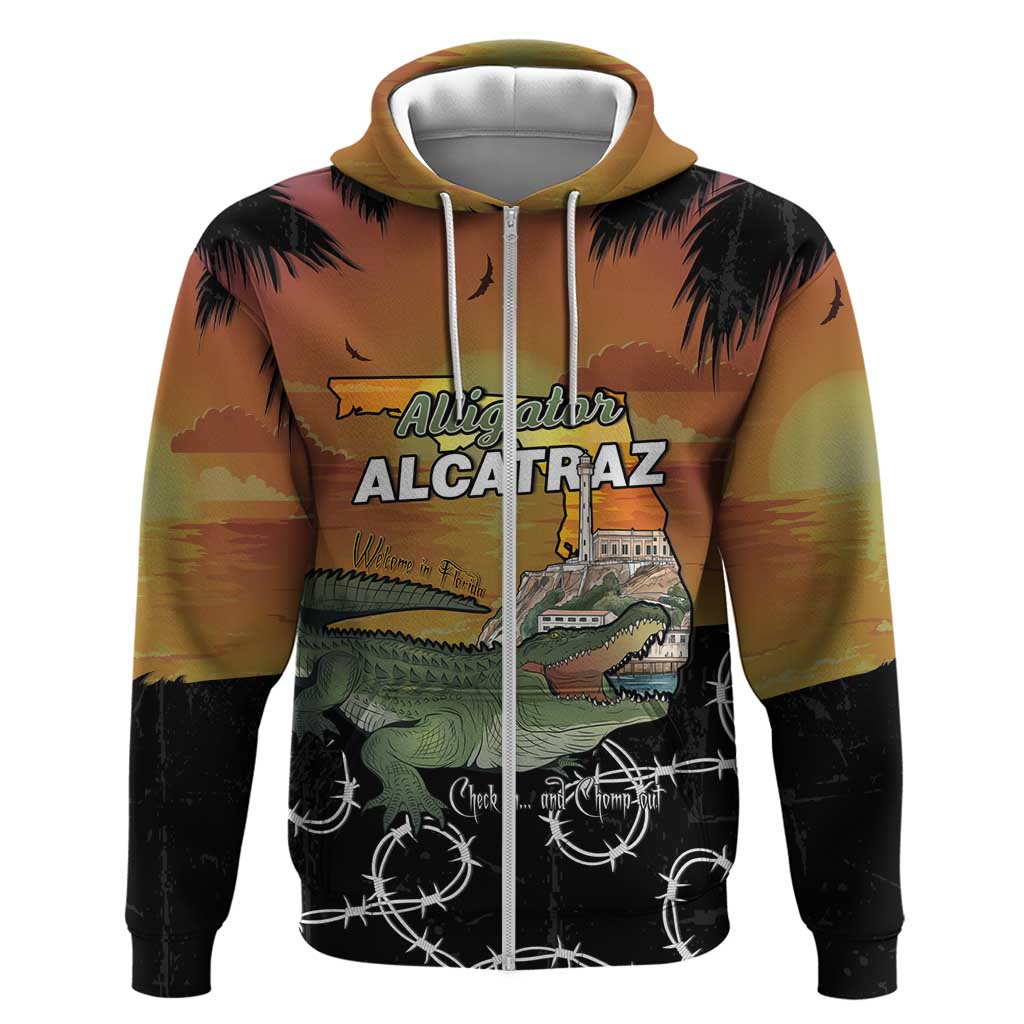 Alligator Alcatraz Zip Hoodie Prison Florida Everglades - Wonder Print Shop