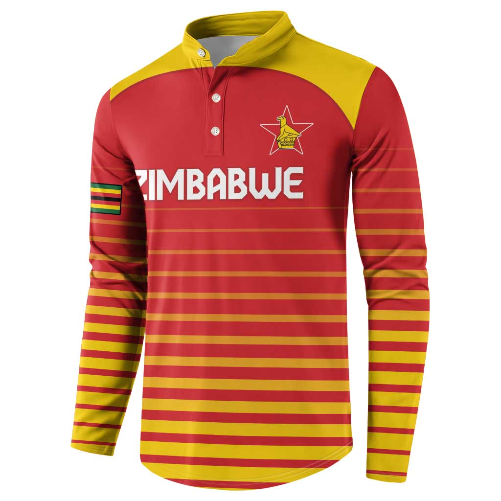 Custom Zimbabwe Cricket Button Sweatshirt Go Chevrons Go - Wonder Print Shop
