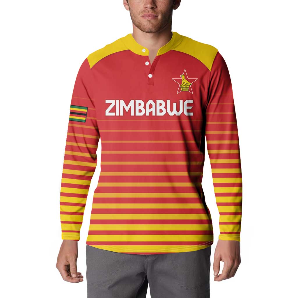 Custom Zimbabwe Cricket Button Sweatshirt Go Chevrons Go - Wonder Print Shop