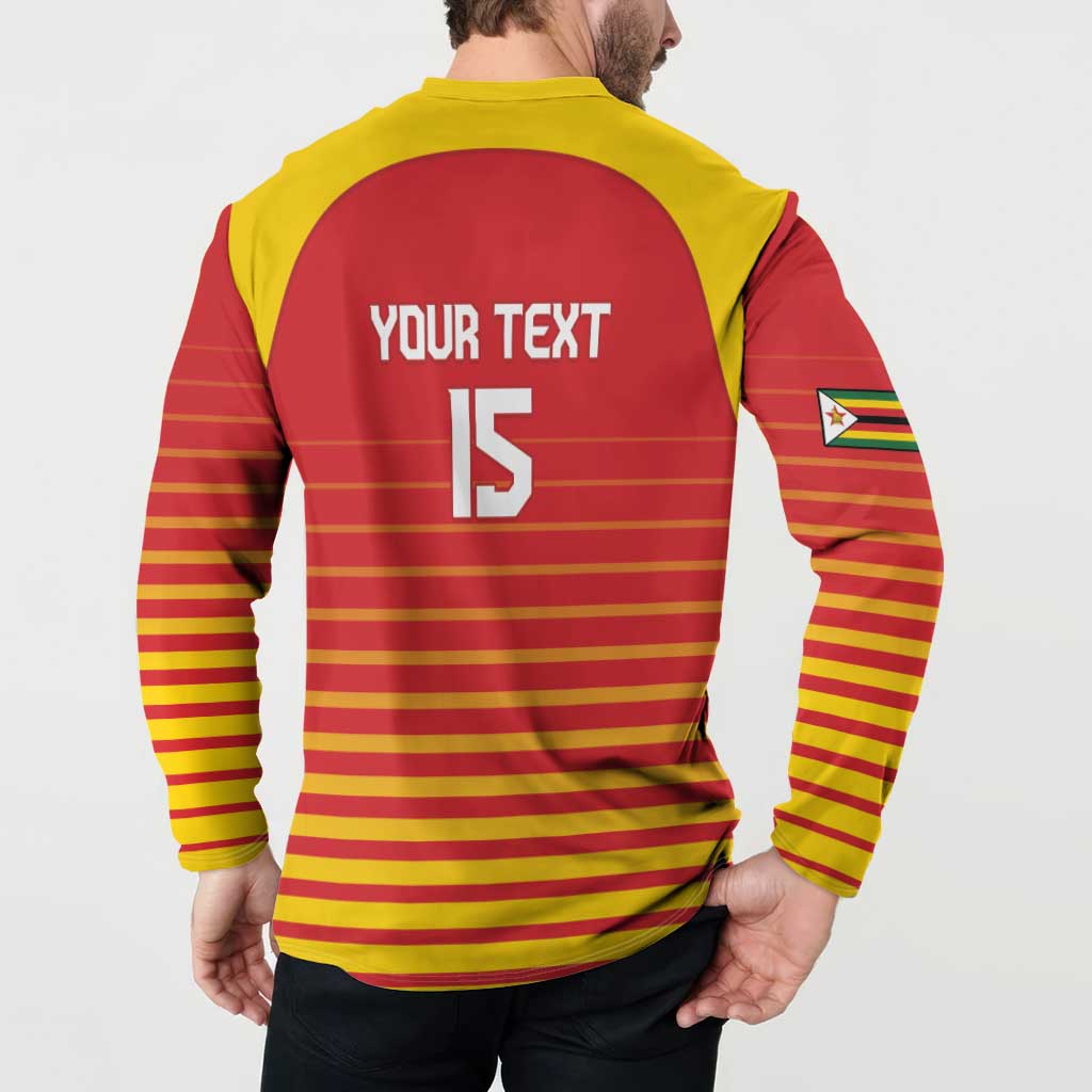 Custom Zimbabwe Cricket Button Sweatshirt Go Chevrons Go - Wonder Print Shop