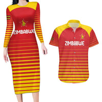 Custom Zimbabwe Cricket Couples Matching Long Sleeve Bodycon Dress and Hawaiian Shirt Go Chevrons Go - Wonder Print Shop