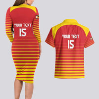 Custom Zimbabwe Cricket Couples Matching Long Sleeve Bodycon Dress and Hawaiian Shirt Go Chevrons Go - Wonder Print Shop