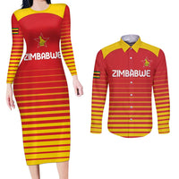 Custom Zimbabwe Cricket Couples Matching Long Sleeve Bodycon Dress and Long Sleeve Button Shirt Go Chevrons Go - Wonder Print Shop