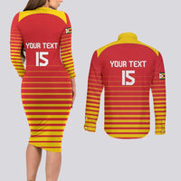 Custom Zimbabwe Cricket Couples Matching Long Sleeve Bodycon Dress and Long Sleeve Button Shirt Go Chevrons Go - Wonder Print Shop