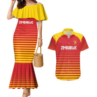 Custom Zimbabwe Cricket Couples Matching Mermaid Dress and Hawaiian Shirt Go Chevrons Go - Wonder Print Shop